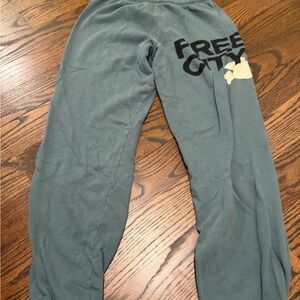 Freecity Gray Track Pants with Black and Cream Logo